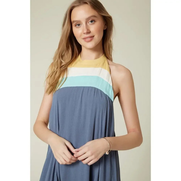 NWT O'Neill Women's‎ Halter Mini Dress Blue Size Medium Summer Casual Sleeveless - Picture 6 of 13